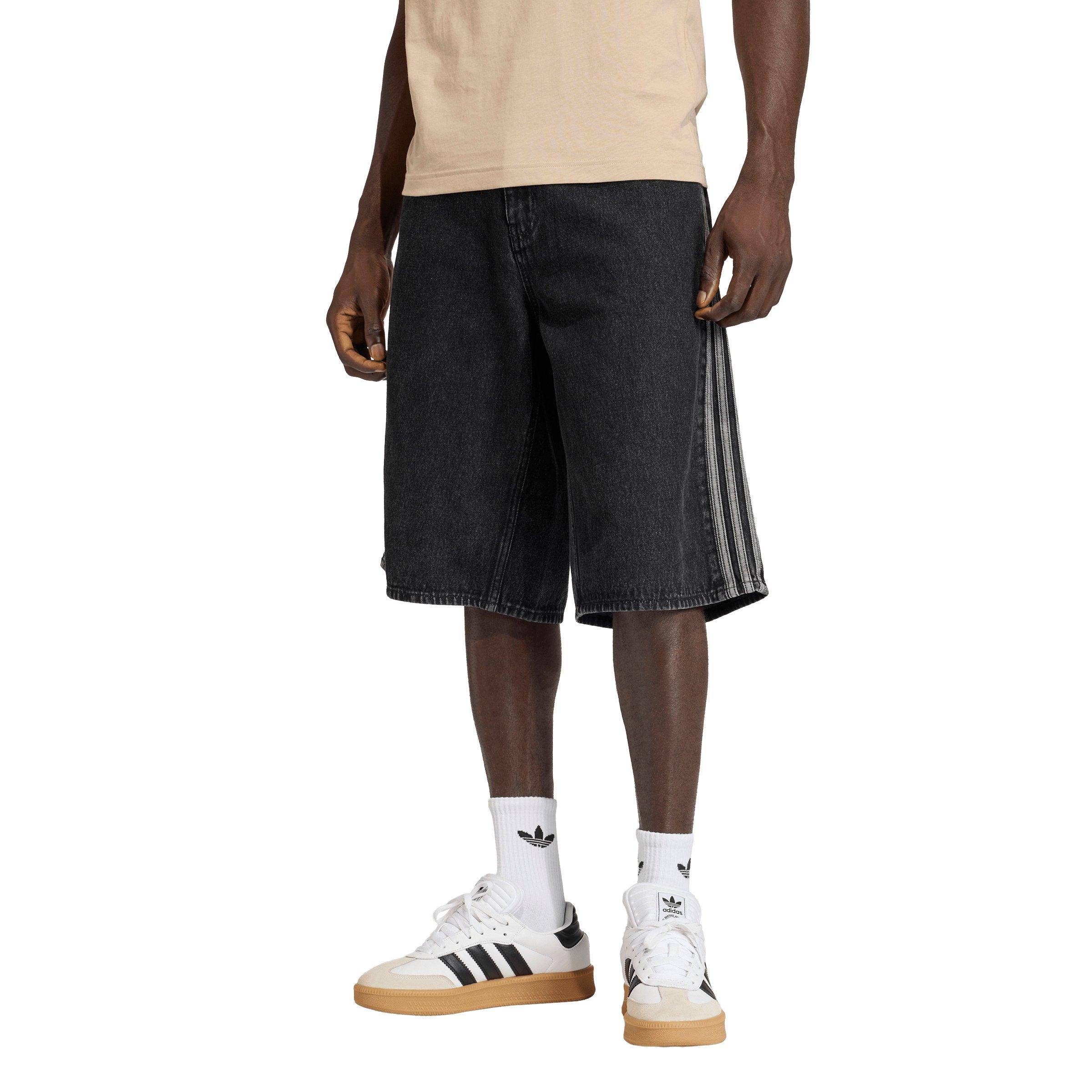 adidas Originals Men's Adicolor Firebird Black Wash Denim Jorts - BLACK